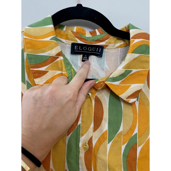 Eloquii Retro 70's Disco Funky Linen Blend Two Piece Set Sz 16 - Picture 4 of 7